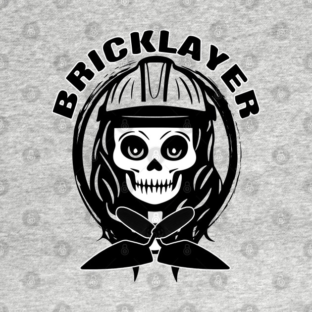 Female Bricklayer Skull and Trowel Black Logo by Nuletto